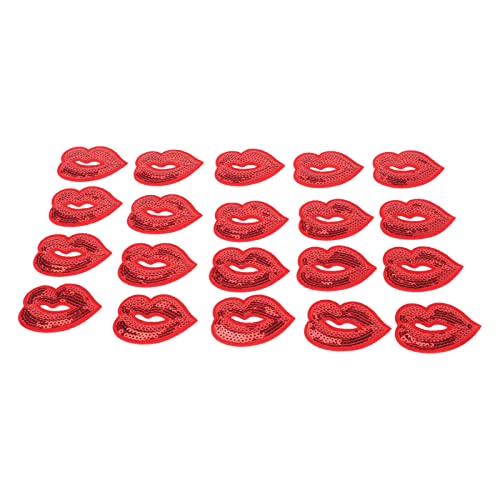 20x Rote Pailletten Lippen Punk Große Patches, 20pcs Lippenform Modische Exquisite Flecken, Rot Gestickte appliqué Handwerklich Selbstklebende Nähen Sie Eisen für Kleidung von KIMISS