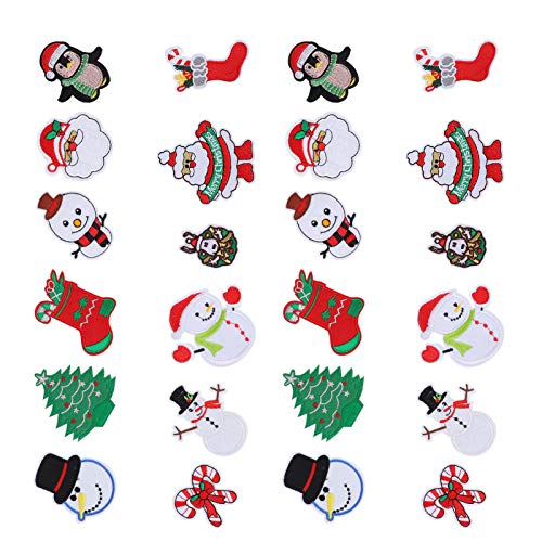 24pcs Weihnachtsapplikation, 24pcs Patches Sticker Stoffaufkleber Trimm & Verzierungen Schneemann -Bügel -Patch -Accessoires von KIMISS