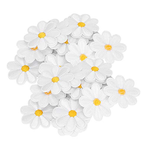 40pcs Stickflecken, Stoffaufkleber Daisy Muster Eisenflecken, 4 Cm Blumenverkleidung & Verzierungen Rucksackkleidung Zubehör Kleidung auf Abzeichen für Hutjacken Applikat von KIMISS