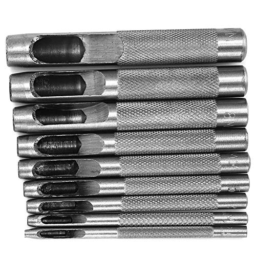 9-teiliges Leder-Hohlstanzer-Set, Leder-Hohlstanzer-Set, Gürtellochstanzer, Lederhandwerkswerkzeug 2. 5-10 Mm, Hohlloch-Leder-Stanzwerkzeug-Set, Leder-Lochstanzer-Set, Leder von KIMISS