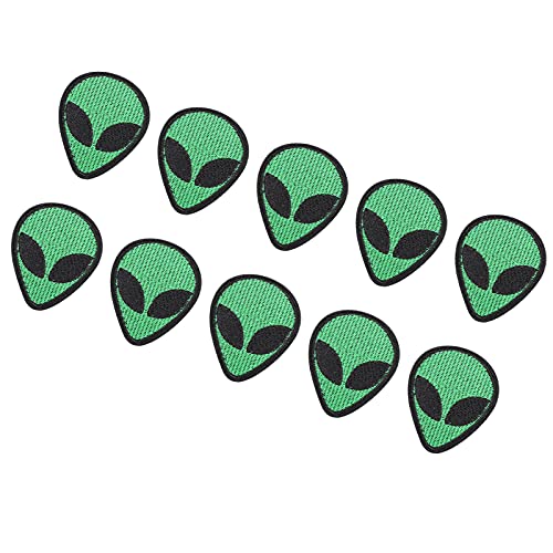 Alien-Stickstoff-Aufnäher, Stoffaufnäher mit Selbstklebender Rückseite, Grüne Außerirdische Applikationen für Kleidung und Accessoires von KIMISS