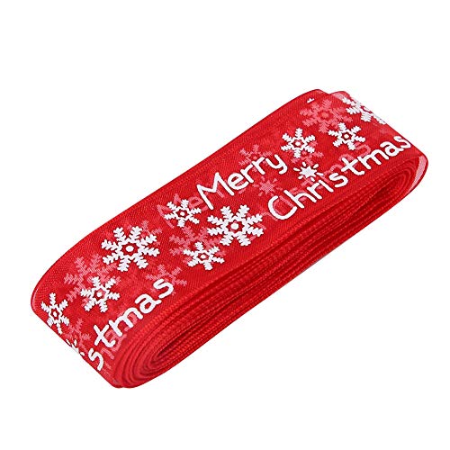 Chiffonband mit Blumendruck für Weihnachts-, Heimwerker-, Hochzeits- und Geburtstagsdekorationen – 25 Mm X 5 Yards, Optionen in Rot und Weiß (rot (5 Yards)) von KIMISS