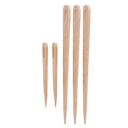 Holz Handwebstuhl Stick Set, Holzweb Häkelnadel für Strickhandwerk zum Selbermachen Webnadel 5 Stücke DIY Holz Big Eye Stricknadeln Gobelin Weben Handwerk Werkzeuge von KIMISS