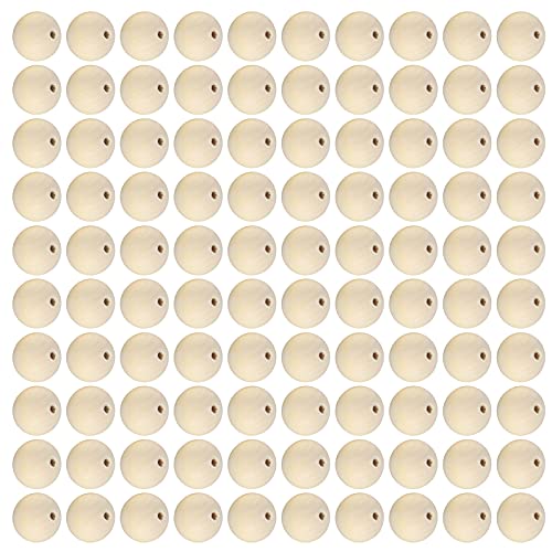 Holzperlen, 100pcs 25 Mm Runde Dekoration Holzperlen, 100 Stück für Schmuck Herstellung von Crafting Decorative Lose Spacer von KIMISS