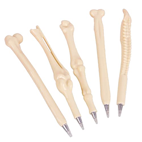 KIMISS 5 Pcs Knochen, Kugelschreiber Exquisites Formglättung Pens Ballpiont Retractable Schreiben Bequemer Griffpunkt Lustig für Freunde Arzt Krankenschwester oder Student von KIMISS