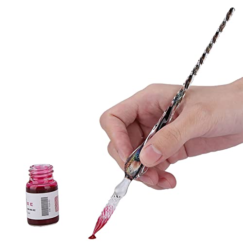 KIMISS Glas Dip Stift, Glas Tinte Stift Schreiben Kalligraphie Signatur Getauchtes Stifte Brunnen Set Zum Schreiben von Zeichnungsdekoration Geschenke (Glänzend; 3x2,6 mm) von KIMISS