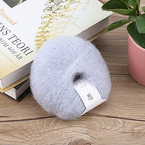 KIMISS Mohair-Garn, Wollgarn Zum Stricken, Weiches Mohair-Strickwollgarn, DIY-Schal, Häkelgarn (grau) (19 Silbergrau) von KIMISS