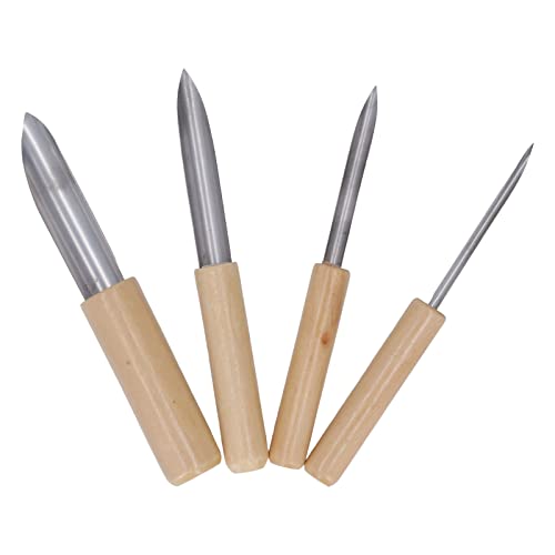 P y Tonloch -Set, 4 Stcs Holzgriff Edelstahl -Set, 4pcs Halbkeramik- und Keramikwerkzeuge Runden Stanzform -Cutter -Werkzeugkreistrimmen für Keramik Skulption von KIMISS