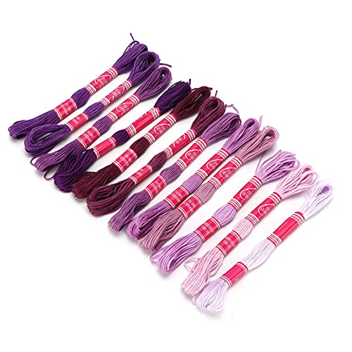 Sticktwist Farbverlaufsserie, Polyester-Baumwollgarn, 6 Stränge 8 Meter, Packung mit 12 Stück (PURPLE) von KIMISS