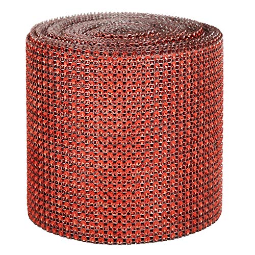 KIMISS Strassband Strassband Kunststoff 9M 24 Reihen Galvanik Kunststoff Künstliche Strassband Mesh Hochzeit Kleidung Dekoration (Rot) von KIMISS