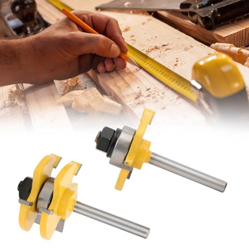 T Form Router Bit 3 Zähne 1/4 Zoll Schaftschneidwerkzeug für Holzbearbeitungs -MDF -Partikelplatine - 2pcs Dauerhafte Router -Bit -Set von KIMISS