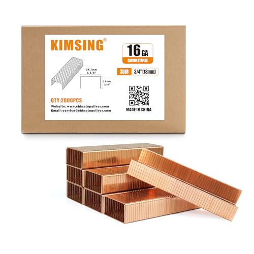 KIMSING 16 Gauge 1-3/8 Zoll Krone 3/4 Zoll (18 mm) Länge Kartonschließklammern 2.000 Stück/Box für Kartonhefter von KIMSING