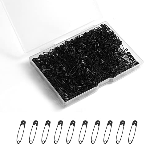 200 Stück Sicherheitsnadeln, 32mm Sicherheitsnadeln Schwarz Metall Sicherheitsnadeln Safety Pins Bulk für Kunst Handwerk Kleidung Nähen Schmuckherstellung von KINBOM