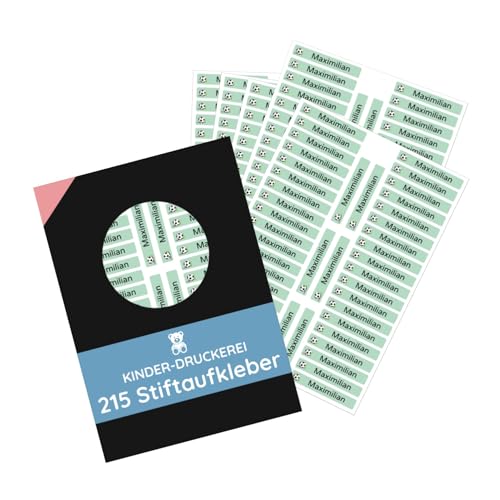 215 Stück personalisierte Stiftaufkleber Stiftetiketten 40x6 mm - Namensaufkleber mini/sehr klein - Aufkleber für Stifte, Buntstifte, Füller/Wasserfest/Kratzfest (Grün, Set 215 Stück) von KINDER-DRUCKEREI AUFKLEBER | STEMPEL | GRAVUREN