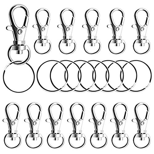 KINDPMA 100PCS Karabiner Schlüsselanhänger Karabinerhaken Schlüsselanhänger mit Schlüsselringe 21mm Schlüsselband Kleine Abnehmbare Drehverschlüsse für Schlüssel Schmuck Basteln von KINDPMA