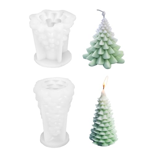 KINDPMA 2 stk Silikonform Weihnachten 3D Weihnachtsbaumkerzen Silikonformen Weihnachtskerzenform DIY Silikon Kerzen Gießform für die Herstellung von Seife, Kerzen, DIY Handwerk Dekoration von KINDPMA