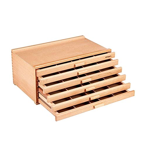 KINGART 723N Studio Wooden Artist Box, 6-Drawer, Designed Storage for Art Materials, Natural Aufbewahrungsbox aus Holz für Künstler, Natürliches Finish von KINGART