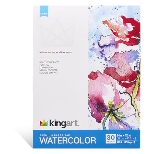 KINGART Aquarellpapierblock (613-1), 22,9 x 30,5 cm, 30 Blatt, kaltgepresst, säurefrei von KINGART