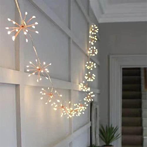 Feuerwerk Starburst Kupferdraht Lichter,KINGCOO Wasserdichte LED Löwenzahn Hängende Regenschirm Lichter Solar Vorhang Fee Lichterketten für Garten Schlafzimmer Party Hochzeit Weihnachtsdekor (150LED) von KINGCOO