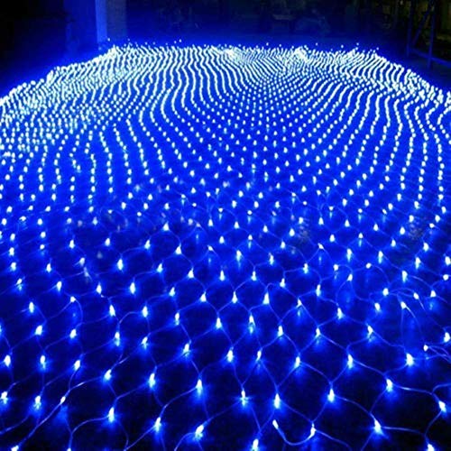 KINGCOO Lichternetz Solarleuchten Außen, Wasserdichte 1.5Mx2M 120LED Solar Baum Lichterkette Netzlicht Mesh Lichtervorhang für Garten Innen Weihnachten Hochzeit Party Dekorationen (Blau) von KINGCOO