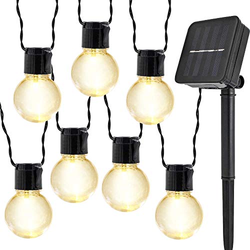 Solar Birnen Lichterketten,KINGCOO Wasserdicht 10 LED Klar Globe Kugel Glühbirne Lichterketten für Innen und Außen,Garten,Weihnachtsdekoration Beleuchtung (Warmweiß) von KINGCOO