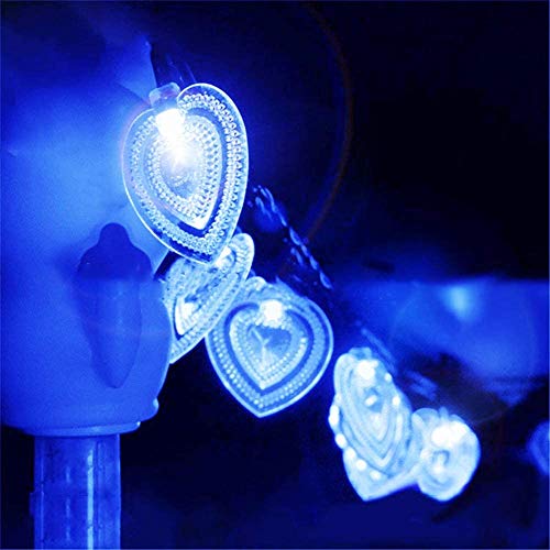 Solar Herz Lichtschlauch Lichterketten Außen,KINGCOO Wasserdichte 20LED Solar Lichterketten Herzform für Zuhause Garten Weihnachten Hochzeit Valentinstag Ambiente Beleuchtung Dekoration (Blau) von KINGCOO