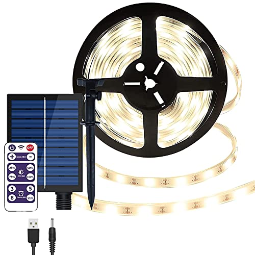 KINGCOO Solar Lichterkette Außen, Wasserdicht 4M LED Streifen Licht Innen Flexible 240LED Band Solar Lichtschlauch Stimmung Seil Beleuchtung 8 modi für Garten Party Weihnachten Dekoration(Warmweiß) von KINGCOO