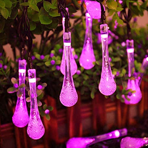 Solar Lichterkette Außen,KINGCOO 6 Meter 30LEDs Wassertropfen Fee Solarbetrieben Lichterkette Weihnachten Dekorative Ambiance Beleuchtung für Garten Outdoor,Patio,Rasen und Urlaub Dekorationen (Rosa) von KINGCOO