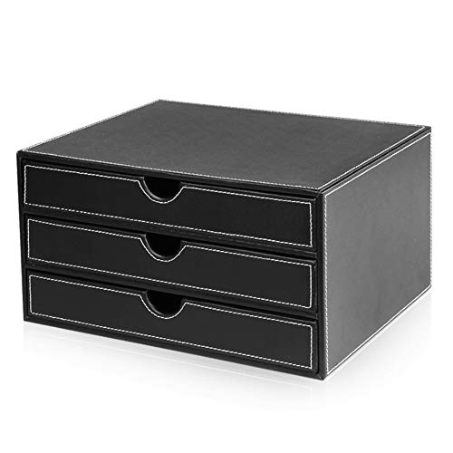 KINGFOM™ Holzstruktur Leder Schubladenbox (Stile C - Schwarz) von KINGFOM