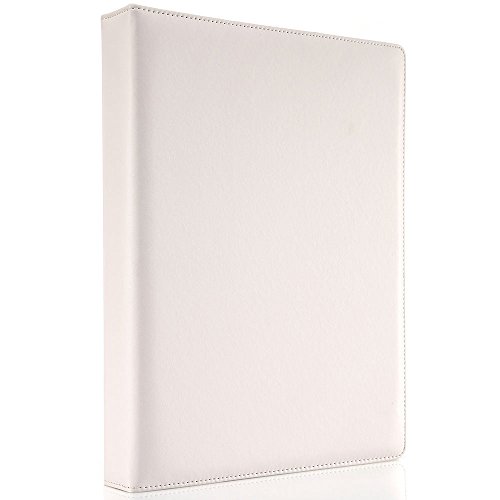 KINGFOM A4 Kunstleder Padfolio Ringbuch Business Datei Ordner Dokumentenhalter mit Kartenhalter (3 Ringbinder, weiß) von KINGFOM