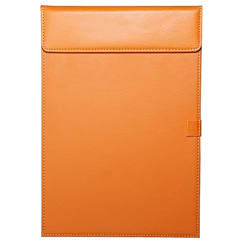 KINGFOM Leder Klemmbrett A4,mit Stifthalter für Konferenz (1641-Orange) von KINGFOM