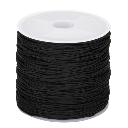 KINGLAKE 0.8mm x 92 m Nylonschnur Schwarz, Nylonfaden, Perlenschnur, perlenfaden für Auffädeln, Ketten, Sarmband, Halskette Geflochten, Schmuckherstellung und DIY Basteln von KINGLAKE