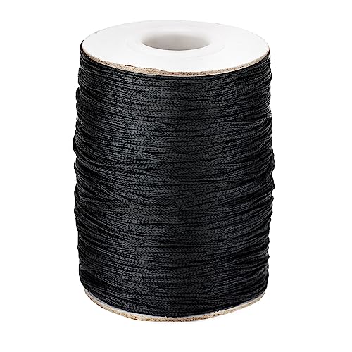 KINGLAKE 1.5mm x 92 m Nylonschnur Schwarz, Nylonfaden, Perlenschnur, perlenfaden für Auffädeln, Ketten, Sarmband, Halskette Geflochten, Schmuckherstellung und DIY Basteln von KINGLAKE