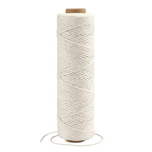 KINGLAKE 1mm Kordel Beige,100M Baumwollschnur,Makramee Garn,Baumwollgarn Dünn,String Für Backen,Kochen in der Küche,DIY Basteln,Weihnachtsgeschen Kverpackung,Deko von KINGLAKE