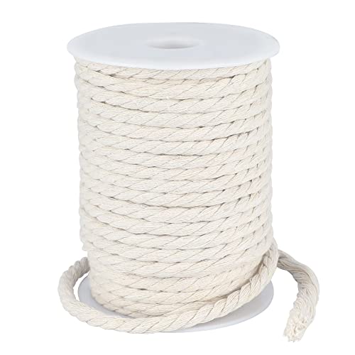 KINGLAKE 6mm- 30m Makramee Garn Baumwollschnur,Kordel Beige Dicke Schnur Makramee Seil- Für Handwerk, Gartenarbeit, Verpackung, Dekoration von KINGLAKE