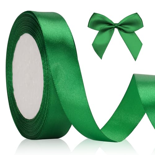 KINGLAKE 22M Geschenkband Grün, 2CM Schleifenband, Satinband, Seidenbänder, geschenkbänder stoff, Dekobänder für Hochzeit, Party, Weihnachten, Basteln von KINGLAKE