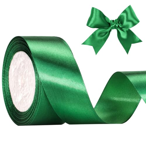 KINGLAKE 22M Geschenkband Grün, 4CM Schleifenband, Satinband, Seidenbänder, geschenkbänder stoff, Dekobänder für Hochzeit, Party, Weihnachten, Basteln von KINGLAKE