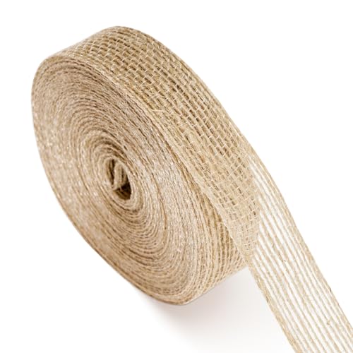 KINGLAKE Juteband Rolle 2cm Fein, 10M Juteband Jahrgang, Sackleinen Band Natür, Dekoband Jute Für DIY Handwerk Verpackung, Geschenk, Hochzeit, Weihnachten, Esstisch, Blumenstrauß Dekoration von KINGLAKE