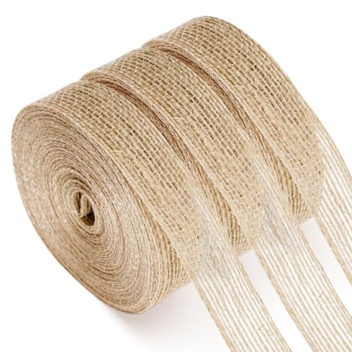 KINGLAKE Juteband Rolle 2cm Fein, 30M Juteband Jahrgang, Sackleinen Band Natür, Dekoband Jute Für DIY Handwerk Verpackung, Geschenk, Hochzeit, Weihnachten, Esstisch, Blumenstrauß Dekoration von KINGLAKE