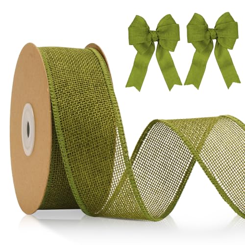 KINGLAKE Juteband Burlap 4cm,10M Juteband,Sackleinen Band Natürlich,Deko Juteband Für DIY Handwerk Verpackung,Geschenk, Hochzeit,Weihnachten, Esstisch,Blumenstrauß Dekoration-Salbeigrün von KINGLAKE