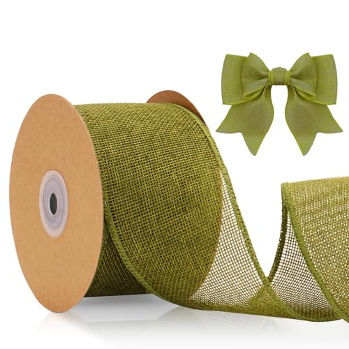 KINGLAKE Juteband Burlap 6cm,10M Juteband,Sackleinen Band Natürlich,Deko Juteband Für DIY Handwerk Verpackung,Geschenk, Hochzeit,Weihnachten, Esstisch,Blumenstrauß Dekoration-Salbeigrün von KINGLAKE