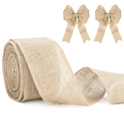 KINGLAKE Juteband Rolle 8cm Breit, 10M Juteband Jahrgang, Geschenkband Natür, Dekoband Jute Für DIY Handwerk Verpackung, Geschenk, Hochzeit, Weihnachten, Esstisch, Blumenstrauß Dekoration von KINGLAKE