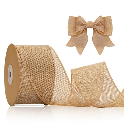 KINGLAKE Juteband Burlap 6cm,10M Juteband,Sackleinen Band Natürlich,Deko Juteband Für DIY Handwerk Verpackung,Geschenk, Hochzeit,Weihnachten, Esstisch,Blumenstrauß Dekoration-Natür von KINGLAKE