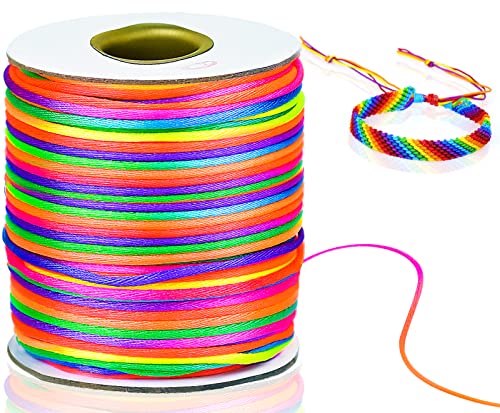 Gummiband für Armbänder, Satinkordel Regenbogen 2mm für DIY Halskette Armband Handwerk Schmuckherstellung - 100m von KINGOZOYI