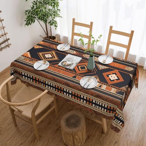 KINGWW Afrikanische Nationalmuster, fettabweisende quadratische Tischdecken für rechteckige Tische, wiederverwendbare und waschbare Tischdecken, Polyester-Stoff-Tischdecken von KINGWW