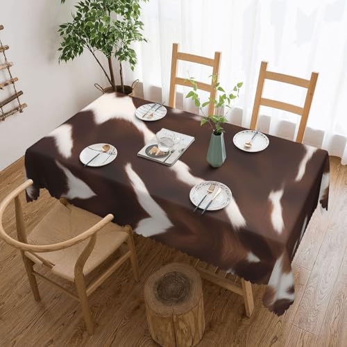 KINGWW Braunes Rindsleder, fettabweisend, quadratische Tischdecken für rechteckige Tische, wiederverwendbare und waschbare Tischdecken, Polyester-Tischdecken von KINGWW