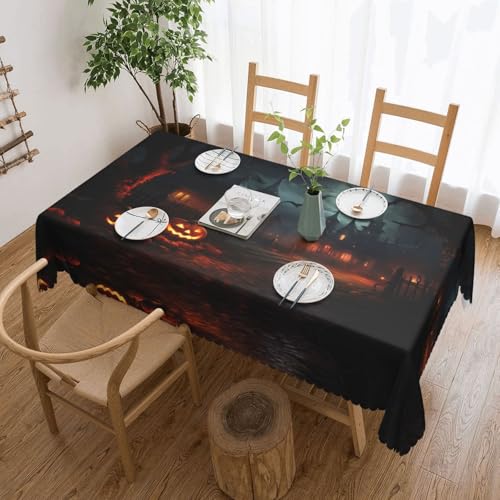 KINGWW Halloween-Horror-Halloween-Horror-Anti-Fett-Tischdecken für rechteckige Tische, wiederverwendbare und waschbare Tischdecke, Polyester-Stoff-Tischdecken von KINGWW