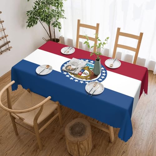KINGWW Missouri State Flag Missouri State Flag Anti-Fett quadratische Tischdecken für rechteckige Tische, wiederverwendbare und waschbare Tischdecken, Polyester-Stoff-Tischdecken von KINGWW