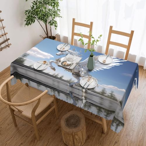 KINGWW Pegasus Pegasus Anti-Fett-Tischdecken für rechteckige Tische, wiederverwendbare und waschbare Tischdecken, Polyester-Stoff-Tischdecken von KINGWW