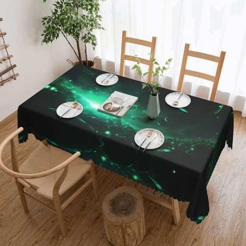 KINGWW Quadratische Tischdecke für rechteckige Tische, wiederverwendbar, waschbar, Polyesterstoff, Galaxie-Grün, Grün von KINGWW
